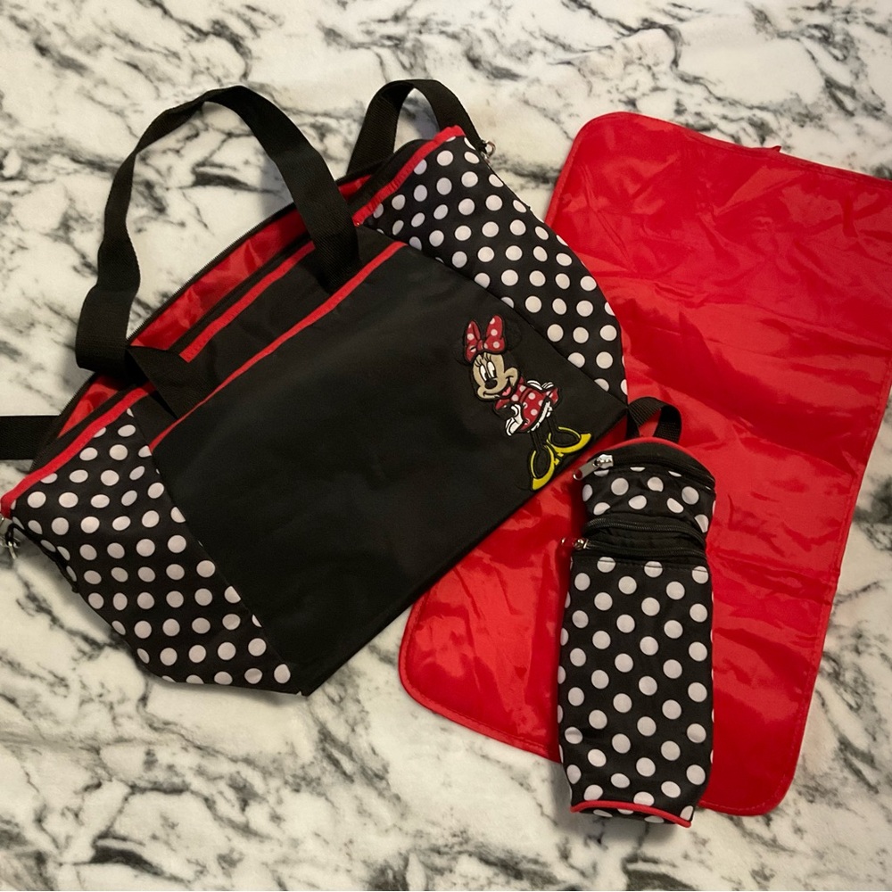 Polka Dot Minnie Mouse Diaper Bag Set